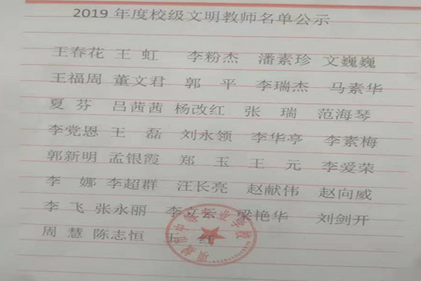 贺英语组两位教师被评为文明教师